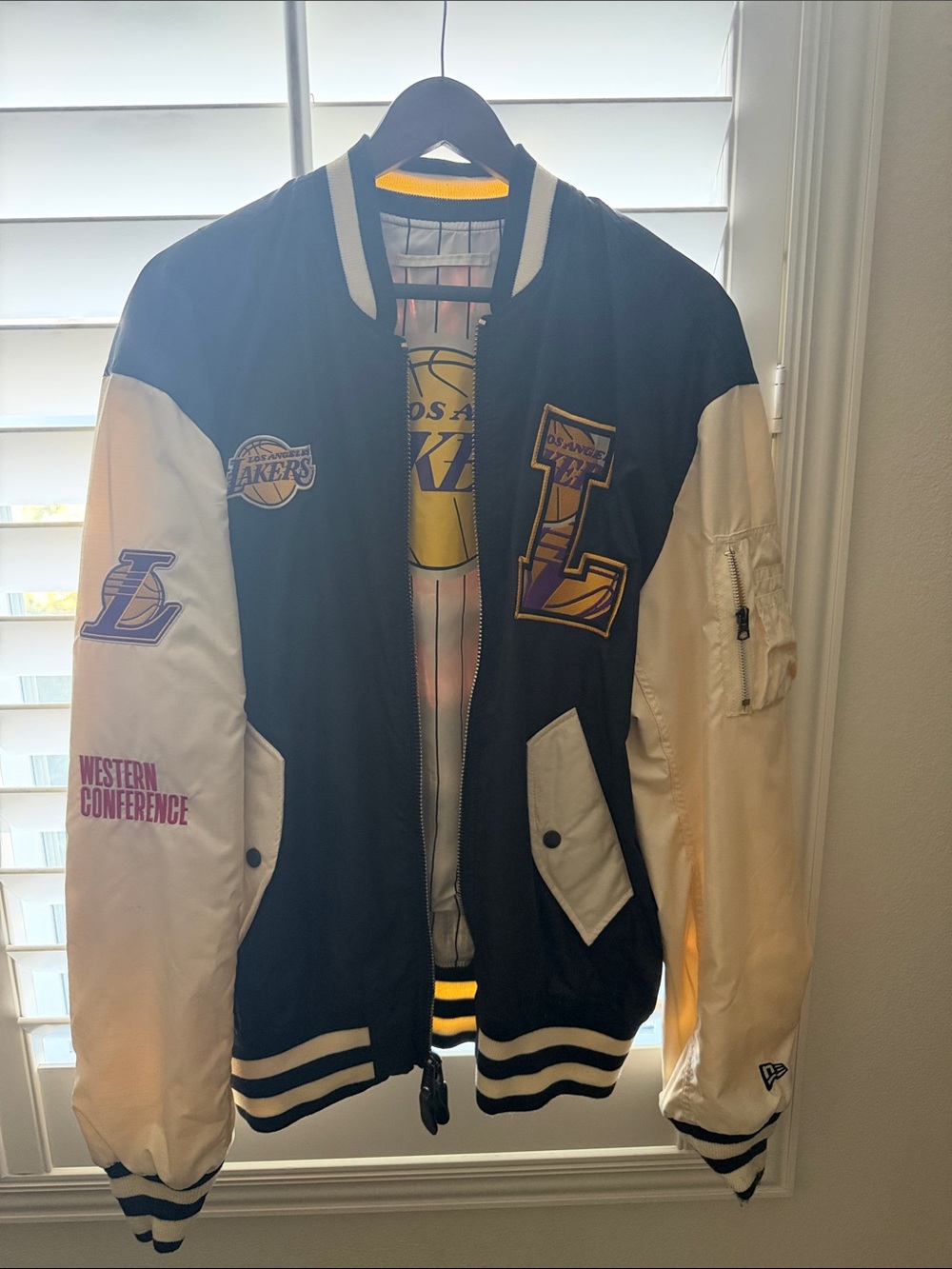 Alpha industries black , White & Purple Los Angeles Lakers Varsity Jacket